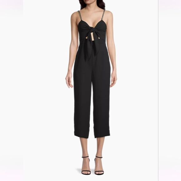 NWT MICHAEL Michael KorsCropped Tie-Front Jumpsuit - Picture 3 of 8